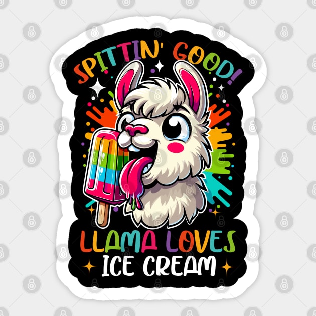Funny Vibrant Llama Lover, Ice Cream Lover, Cute Animal Alpaca Sticker by JessArty